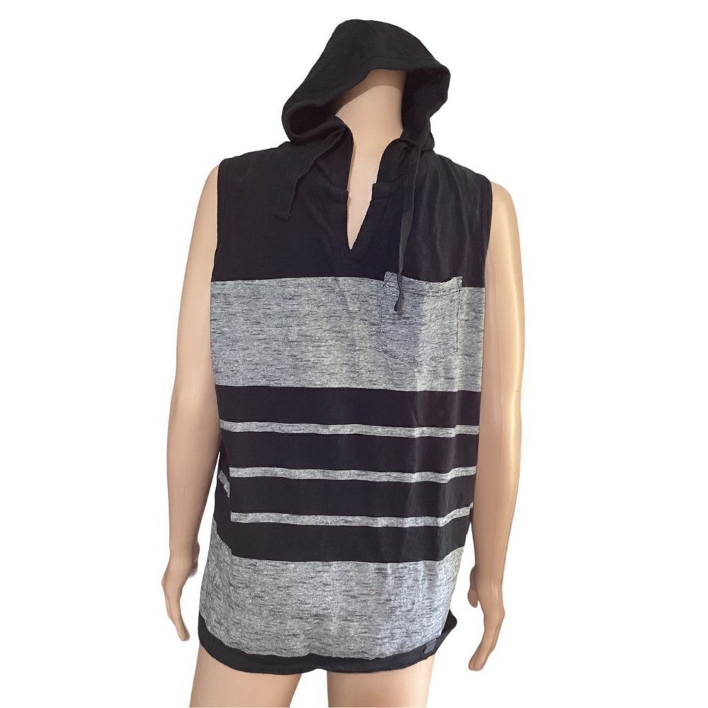 Vintage Vertical Striped Hoodie Tank M